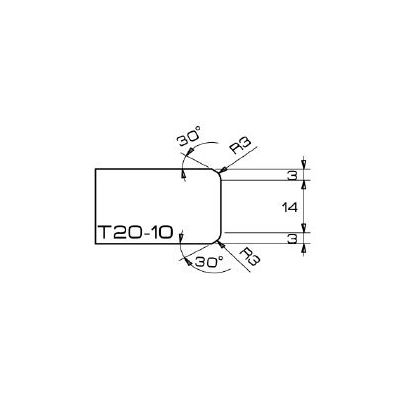 chants arètes roulées " T " en 20 mm 