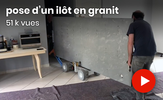 Vidéo de pose d'un îlot en granit